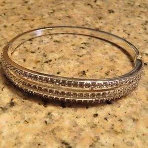 Sparkly 3-Band Rhinestone Metal Bracelet Small 6.25 Size (71J)
